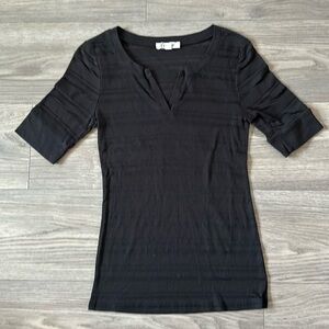 Energie - XL (Fits Like M/L) - Stretchy Half Sleeve Sheer Striped Shirt